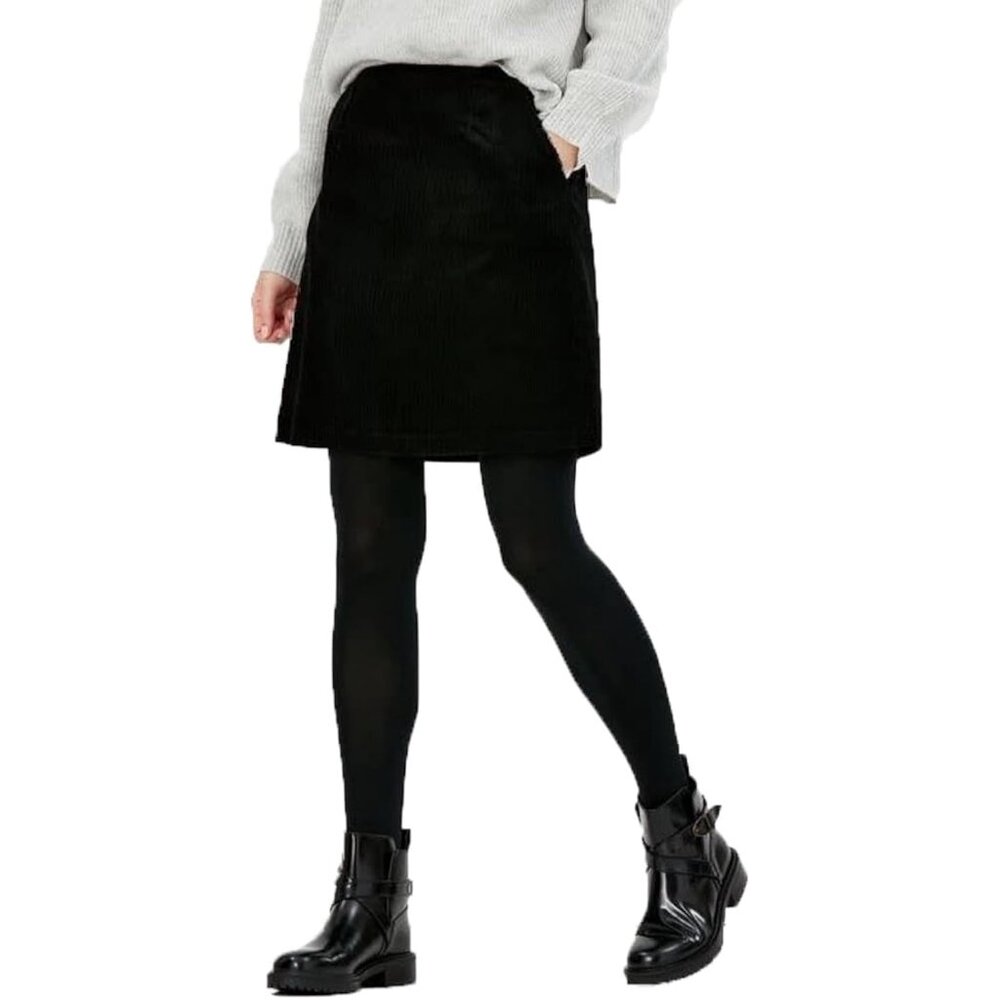 NWT Joules Womens Size 14 Black Hannah Ribbed Corduroy Mini A-Line Skirt NEW